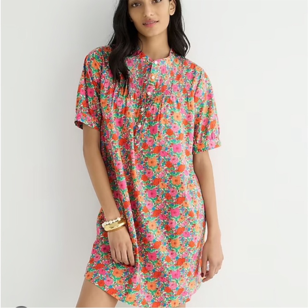 NWT JCrew X Liberty Fabrics Poplin Short Sleeve Shirt Dress Meadow Song Floral